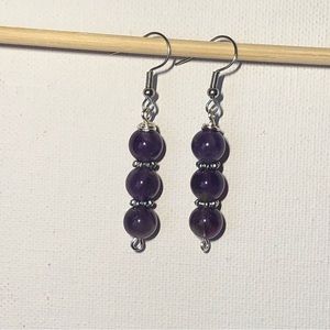 Purple beaded dangle earrings handmade jewelry gift for her amethyst